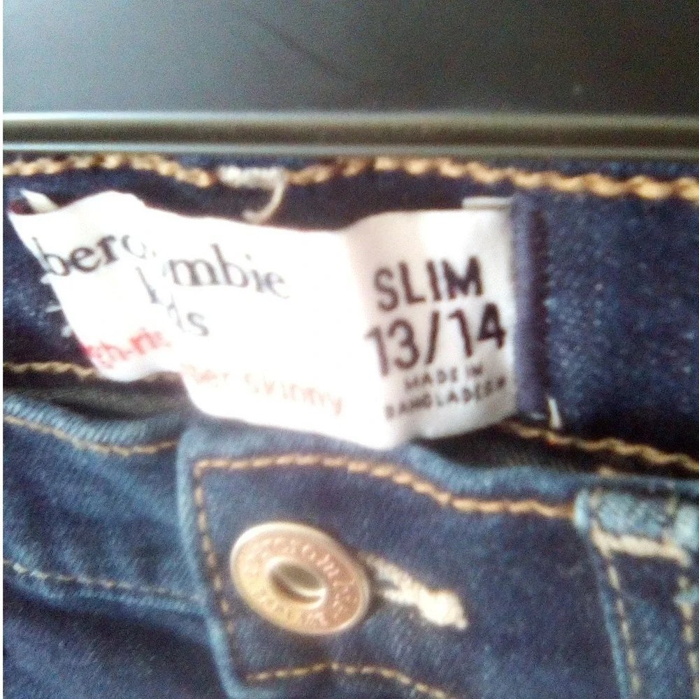 Abercrombie Kids High Rise Super Skinny Slim Jeans Girls Size 13/14 Dark Wash